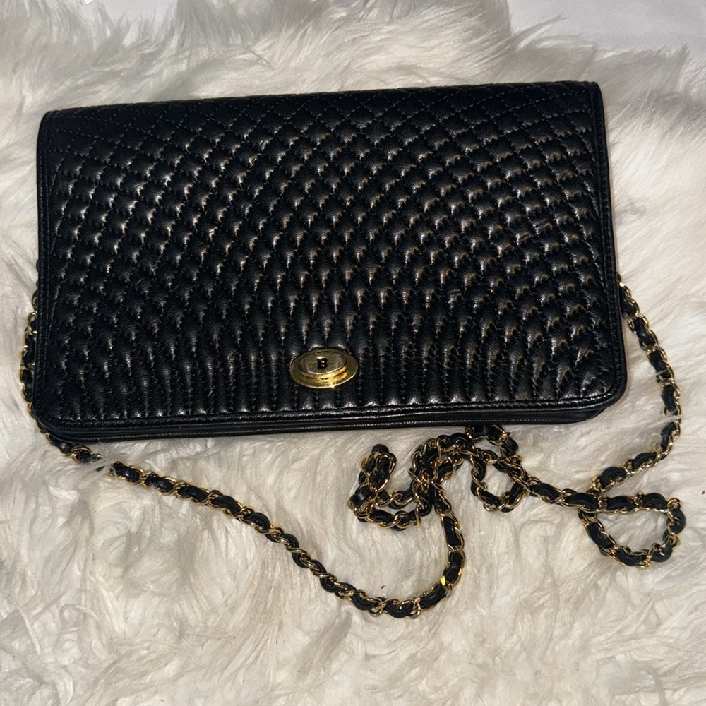 BALLY Chain Shoulder Bag Leather Black Authentic used condition- Rehab - Picture 4 of 14